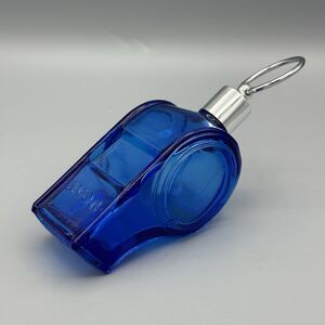 Vtg EMPTY Avon Blue Whistle Glass Cologne Bottle 6.5” L Sports Cobalt